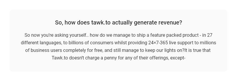 how does tawk.to generate revenue